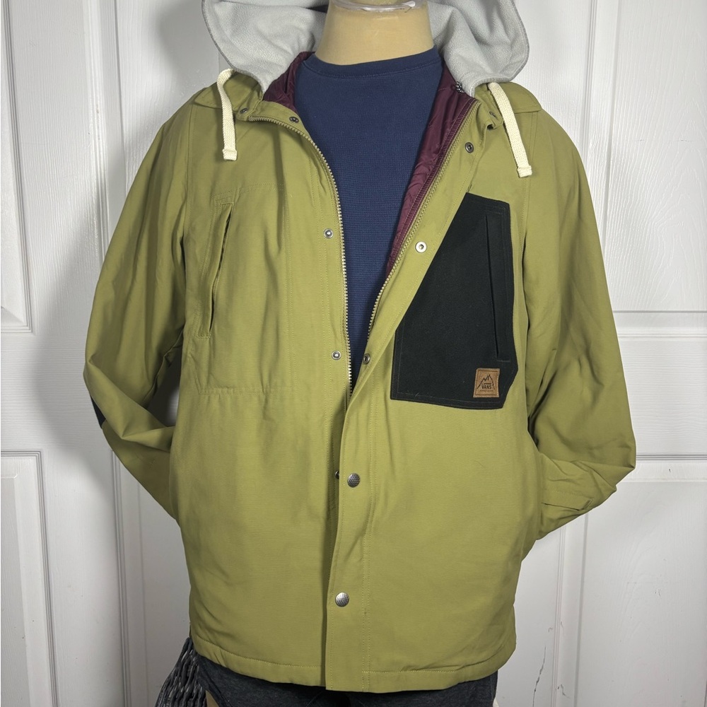 Vans Men’s M Olive Green Hooded Utility Parka Jacket Black Pocket